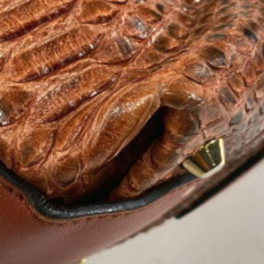 Chloe Angie Logo Shoulder Bag Python Leather Brown - image 3